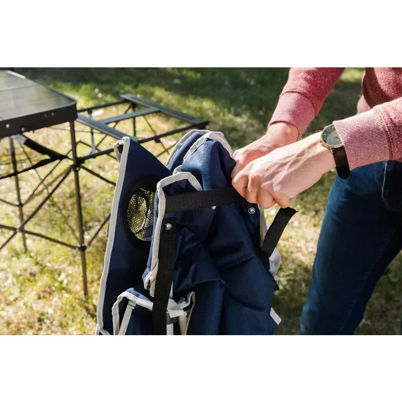 Ozark Trail Big And Tall Chair Adult Blue with Cup Holders Outdoor Camping Furniture