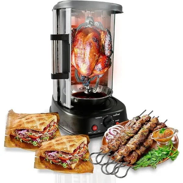 NutriChef Countertop Vertical Rotating Oven - Rotisserie Shawarma Machine, Heat Resistant Door