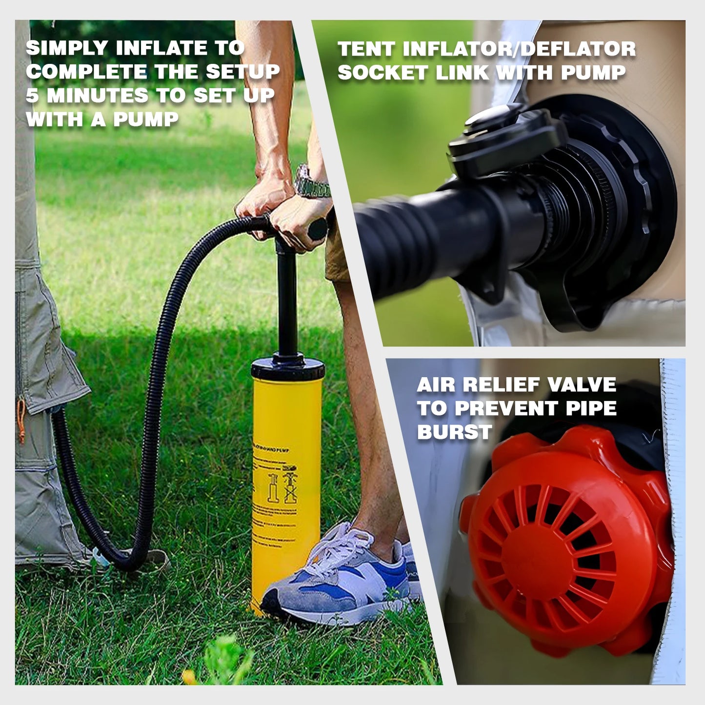 Inflatable Tents for Camping, 8 Person Tent w/TPU Skylight, Mesh Windows & Pump, 4 Season Glamping