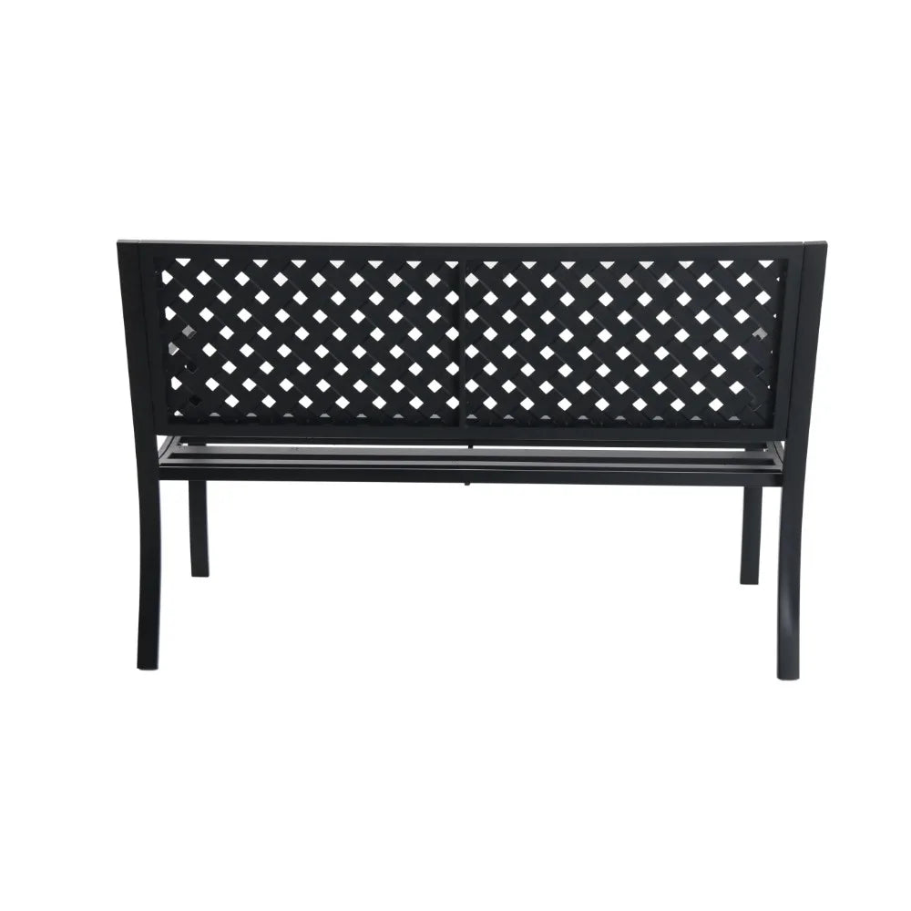 Patio Bench Durable Steel with Sloping Armrests Outdoor Yard Garden