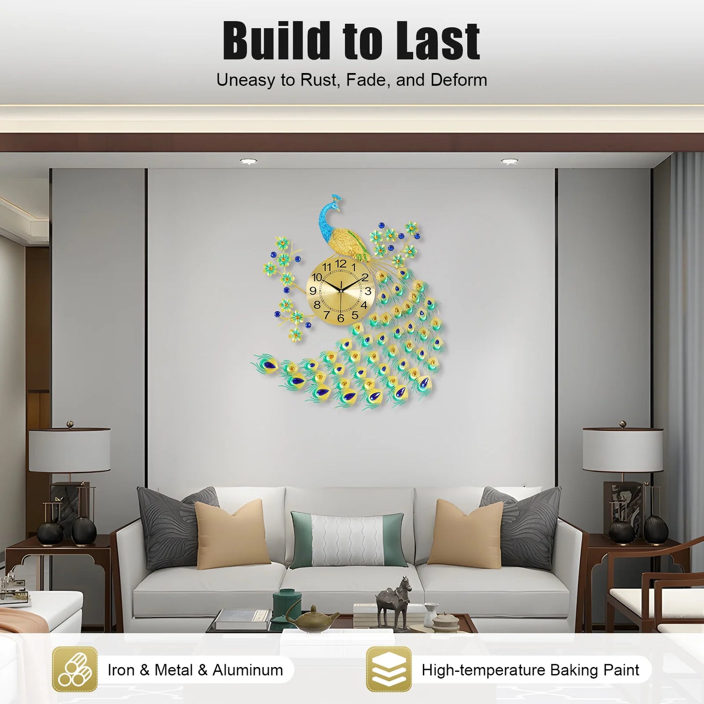 9.45-inch Silent Decorations Modern Decorative Wall Clock with Sweeping Quartz Movement