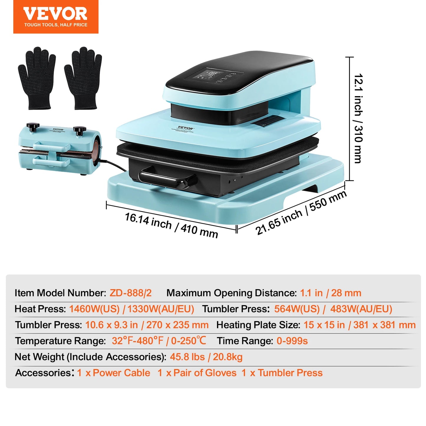 VEVOR Auto Heat Press Machine 15x15in with Auto Release, Sublimation Heat Press/T Shirts Sublimation