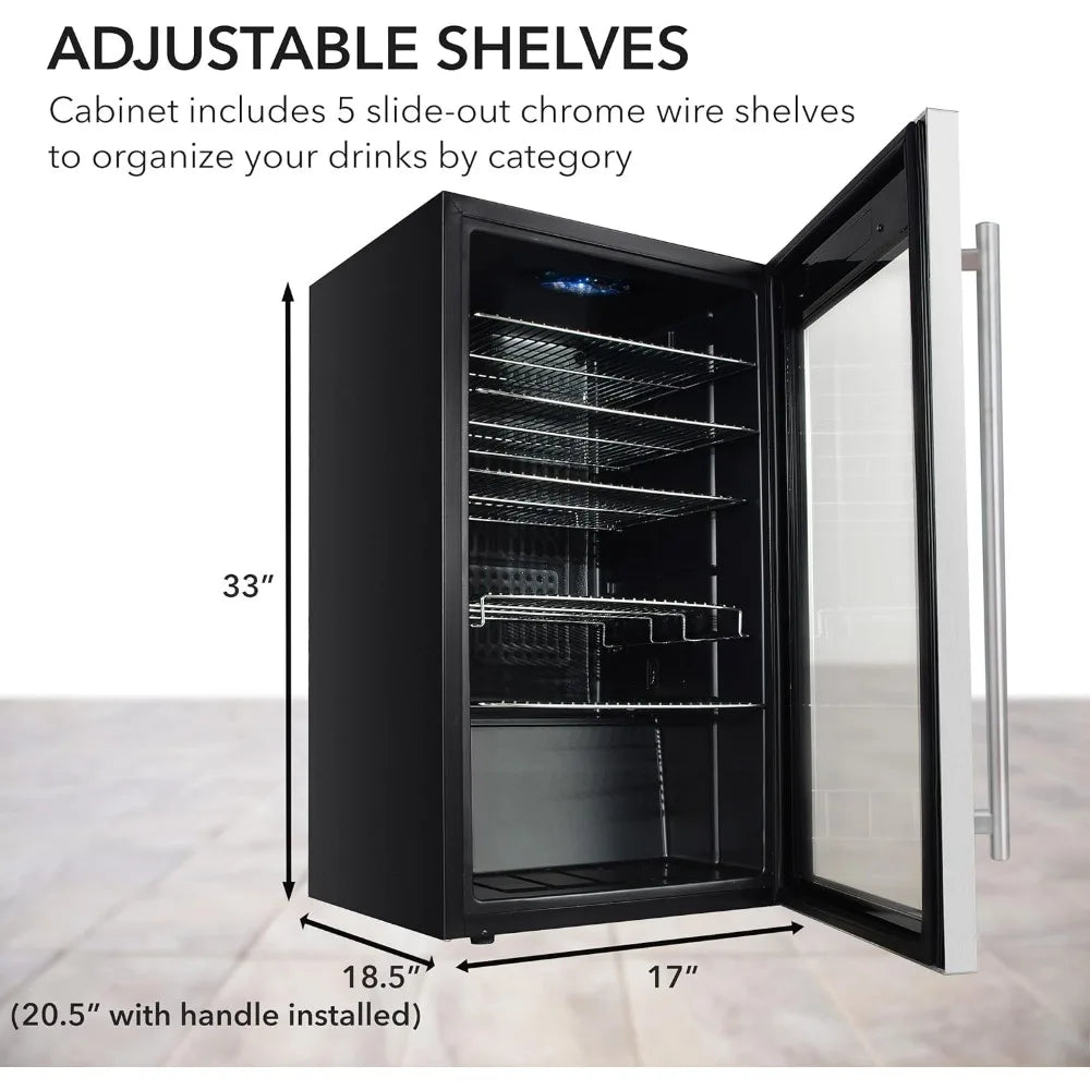 Beverage Refrigerator With Internal Fan – Stainless Steel 120-Can Capacity Refrigerators Mini Fridge