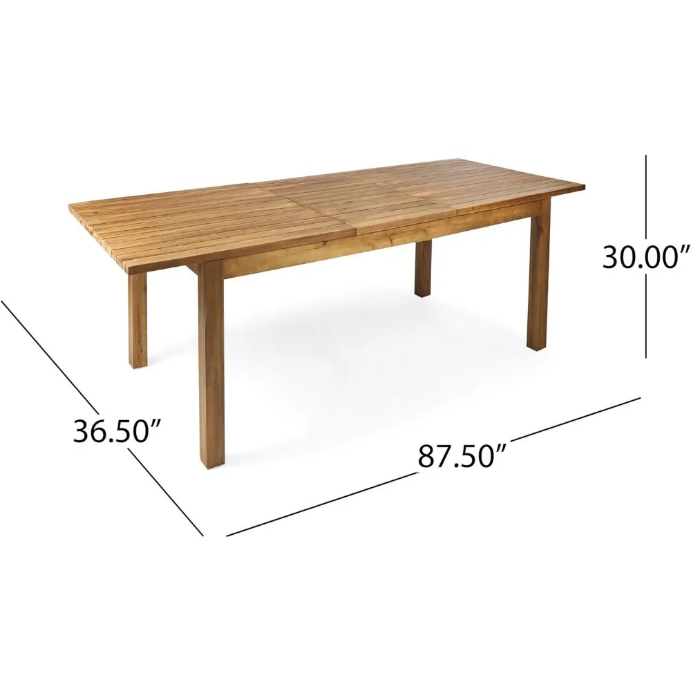 Wilson Outdoor Expandable Acacia Wood Dining Table Picnic Teak Finish