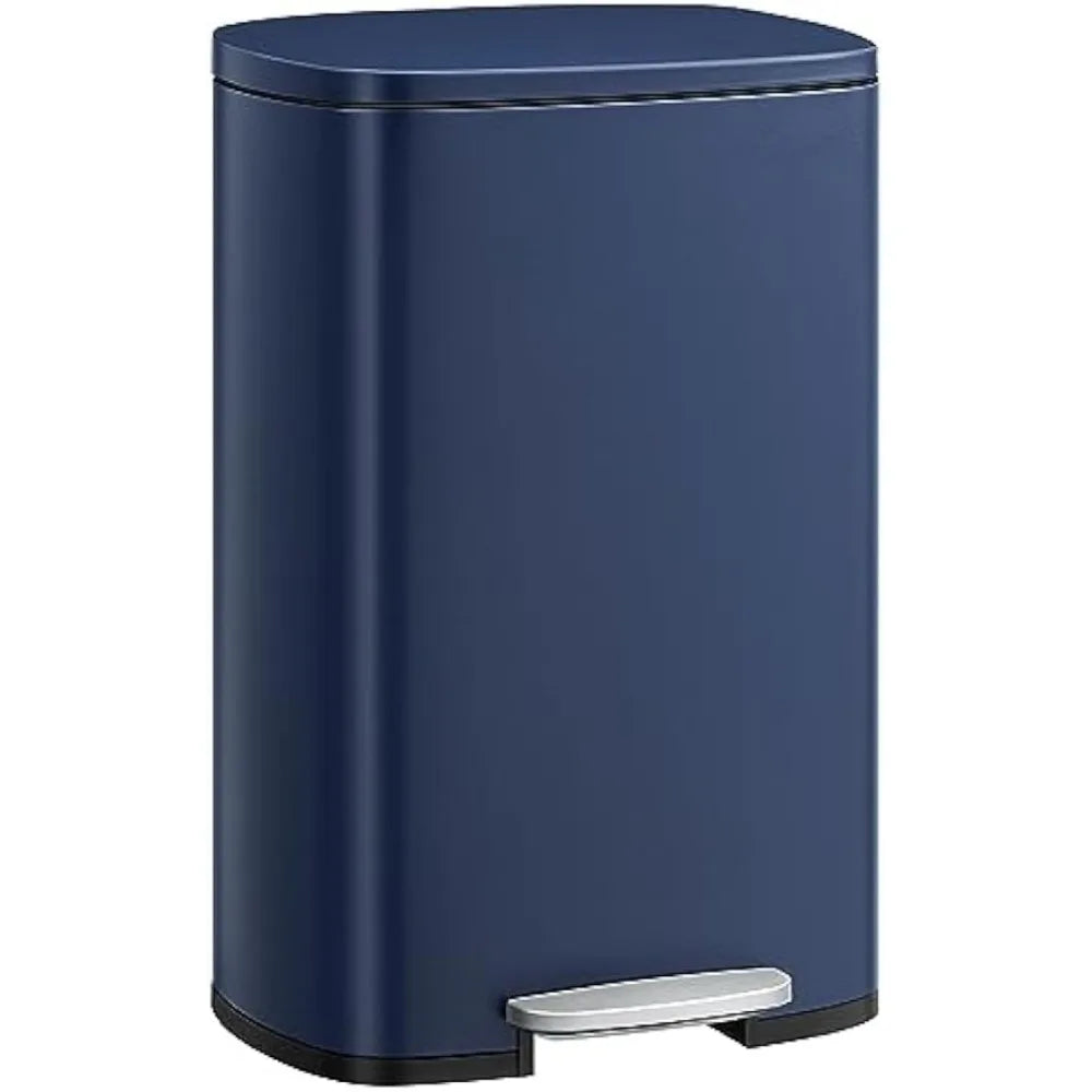 13 G. Trash Can, Recycling or Waste Bin, Step-On Pedal, Stainless Steel, Tall Kitchen Can, Soft Close