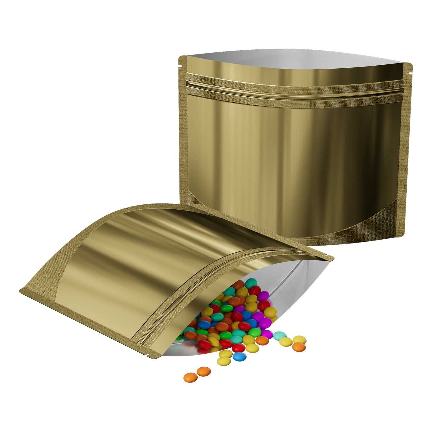 Aluminum Foil Heat Sealing Stand Up Pouches,Reusable Eco-Friendly Glossy Ziplock