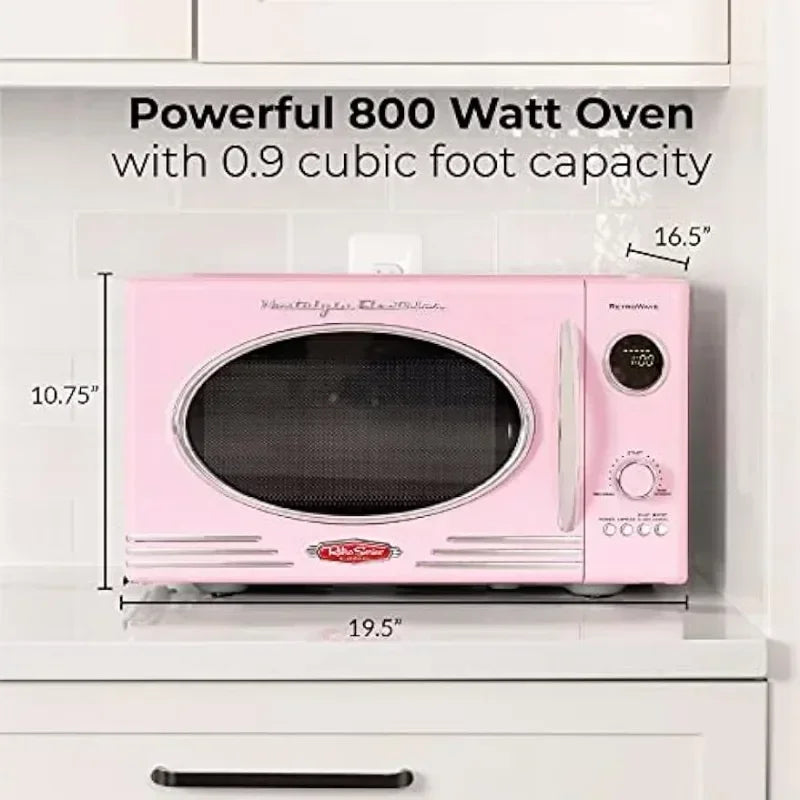 Retro Microwave Oven - Large 800-Watt - 0.9 cu ft. - 12 Pre-Programmed Cooking Settings - Digital