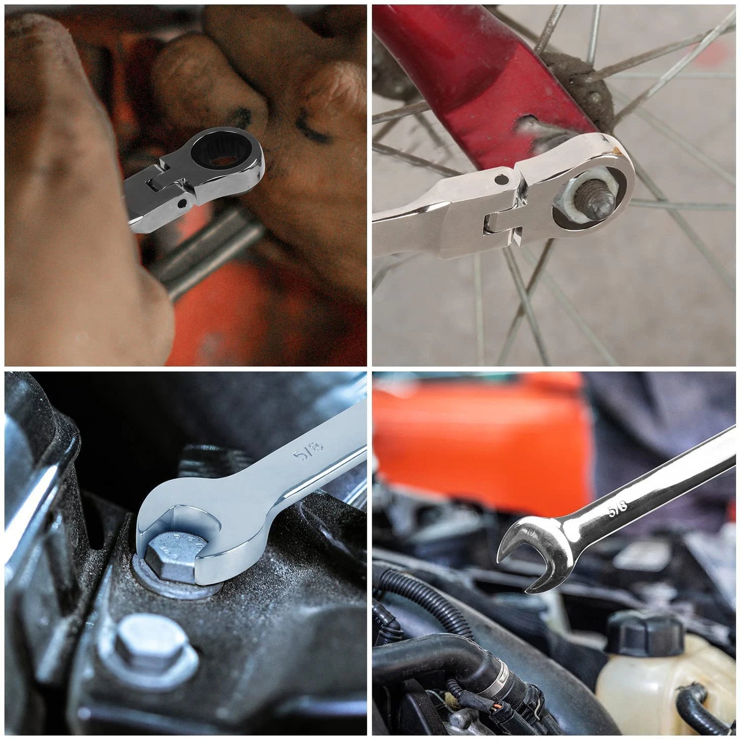 14-Piece Ratcheting Wrench Set , SAE 1/4”-7/8” Flex Head Combination Wrench Rack PROSTORMER