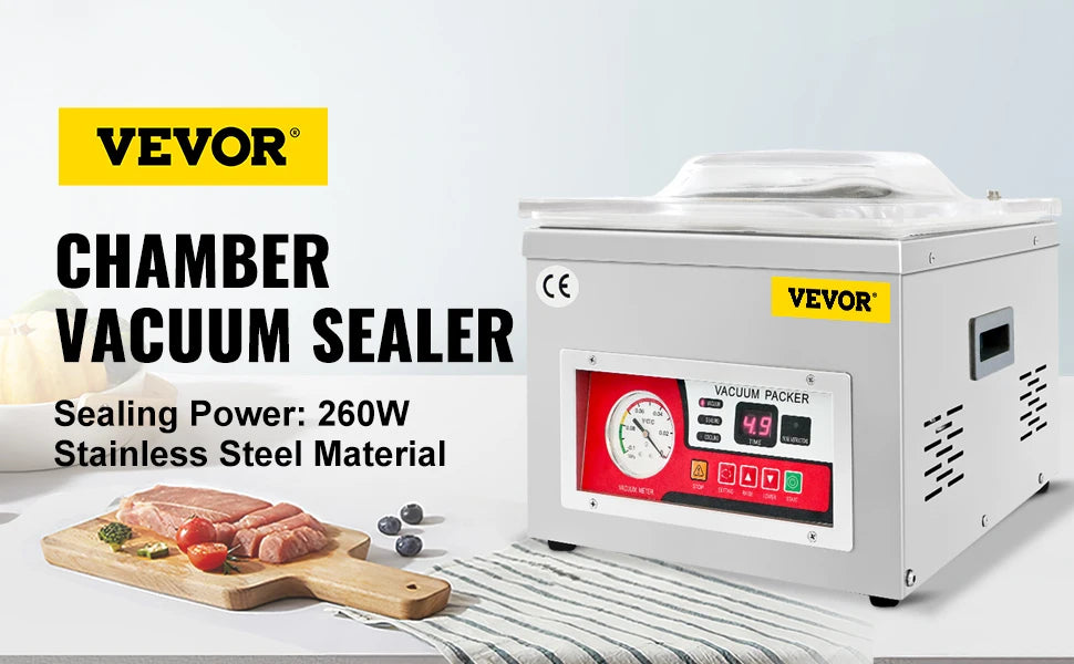 Chamber Vacuum Sealer, DZ-260A 6.5 m³/h Rate, Excellent Sealing Effect w/ Automatic Control, 110V