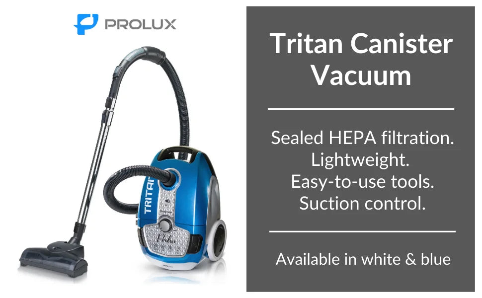 Prolux Tritan Bagged Canister Vacuum Cleaner with HEPA Filtration and Complete Home Care Tool Kit