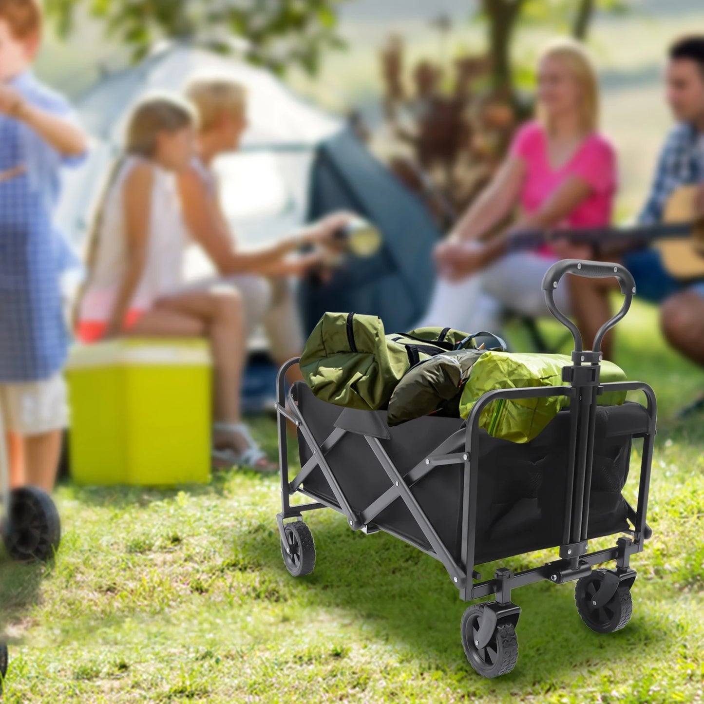 Collapsible Outdoor Wagon Cart Folding Camping Cart Garden Tool Utility Camping Sturdy Wagon