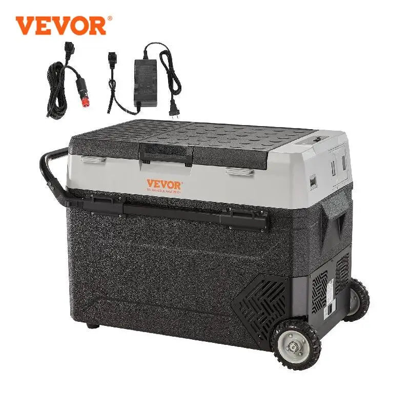VEVOR 38L/53L Portable Car Refrigerator Freezer Electric Mini Fridge Ice Box with Wheels Compressor