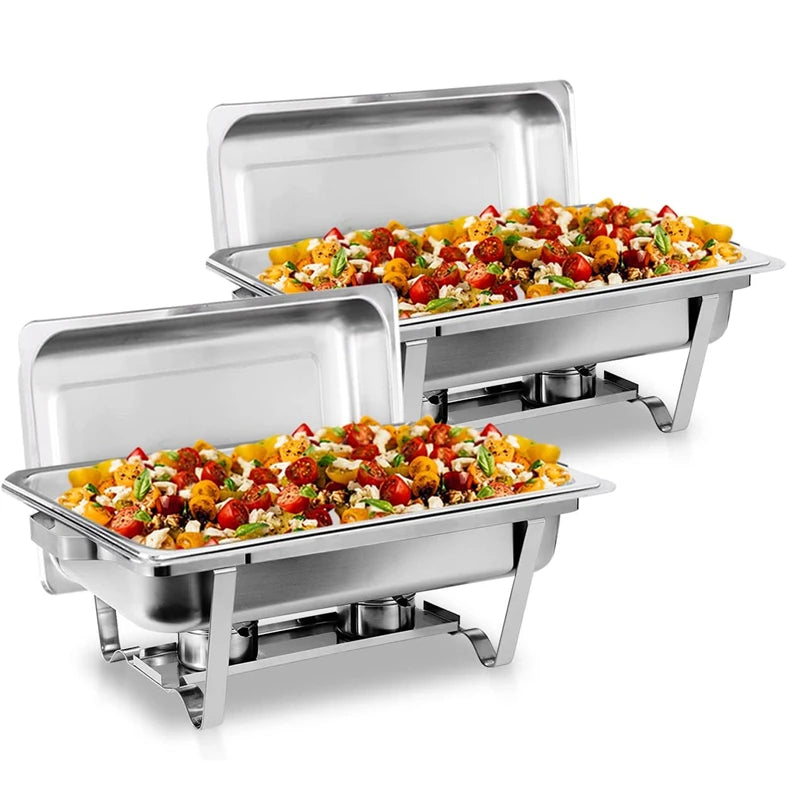 2/4 Pack 8QT Chafing Dish Buffet Set Stainless Steel Food Warmer Kit with Lids Holders
