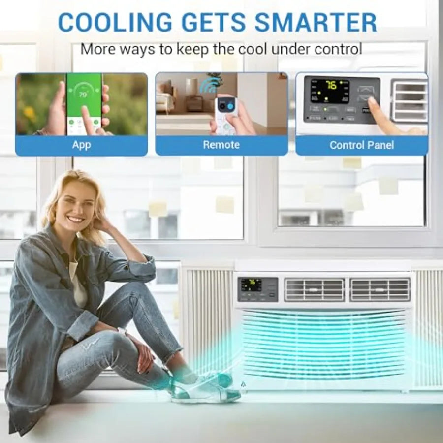 8, 000 BTU Window Air Conditioner for Bedroom Apartment Office, R32 Refrigerant, Smart App Remote