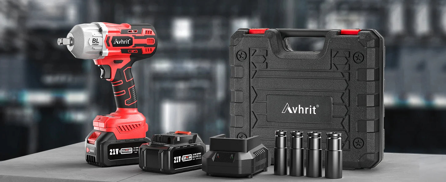 Avhrit Cordless Impact Wrench 1/2, High Torque 700Ft-lbs(950N.m)/2X 4000mAh Battery Fast Charger
