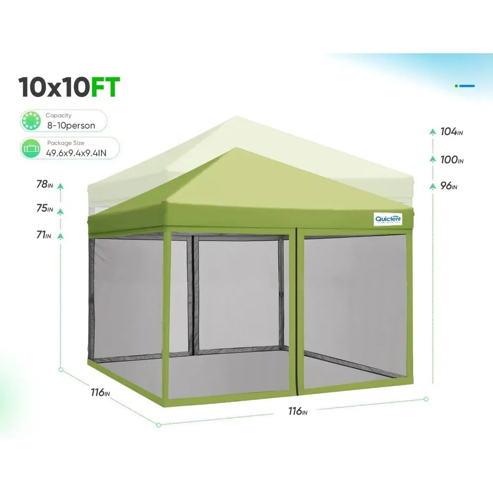 10'x10' Pop up Canopy Tent with Netting, Instant Portable Gazebo EZ-UP Screen House