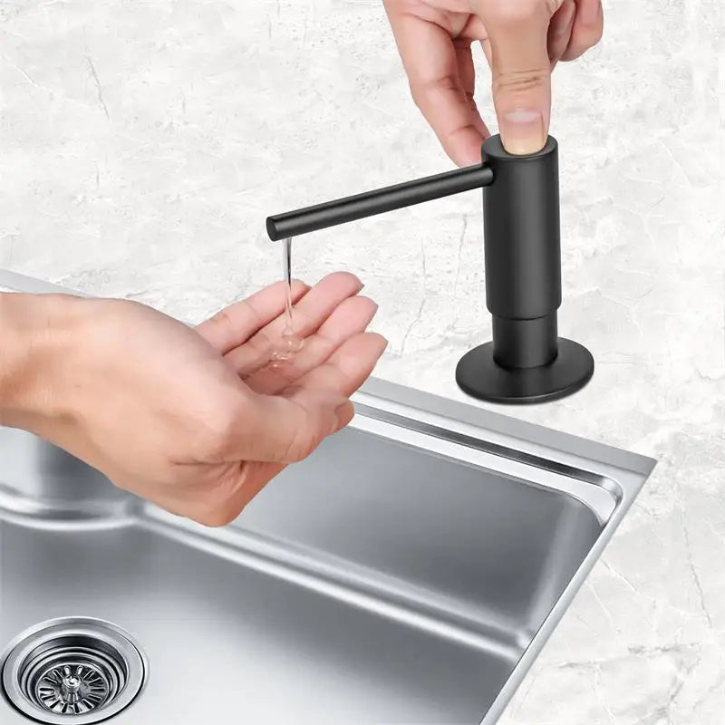 Samodra Black Liquid Soap Dispensers Brass Pump Head With 500ML PE Bottle Build in Dispenser soap For kitchen accessories