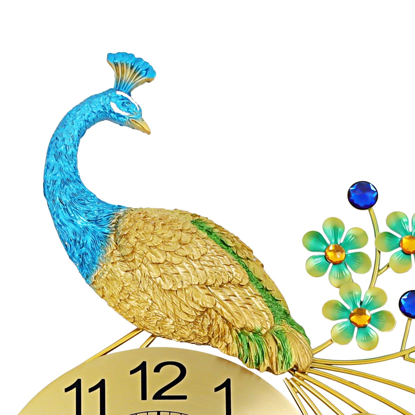 European Peacock Wall Clock - Elegant & Modern Decorative Silent Quartz Clock for Living Room & Office - Brings Luck & Harmony
