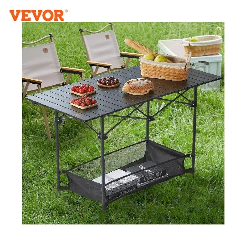 VEVOR 220/66lbs Camping Folding Table Picnic Equipment W/Black Storage Bag Aluminum Alloy