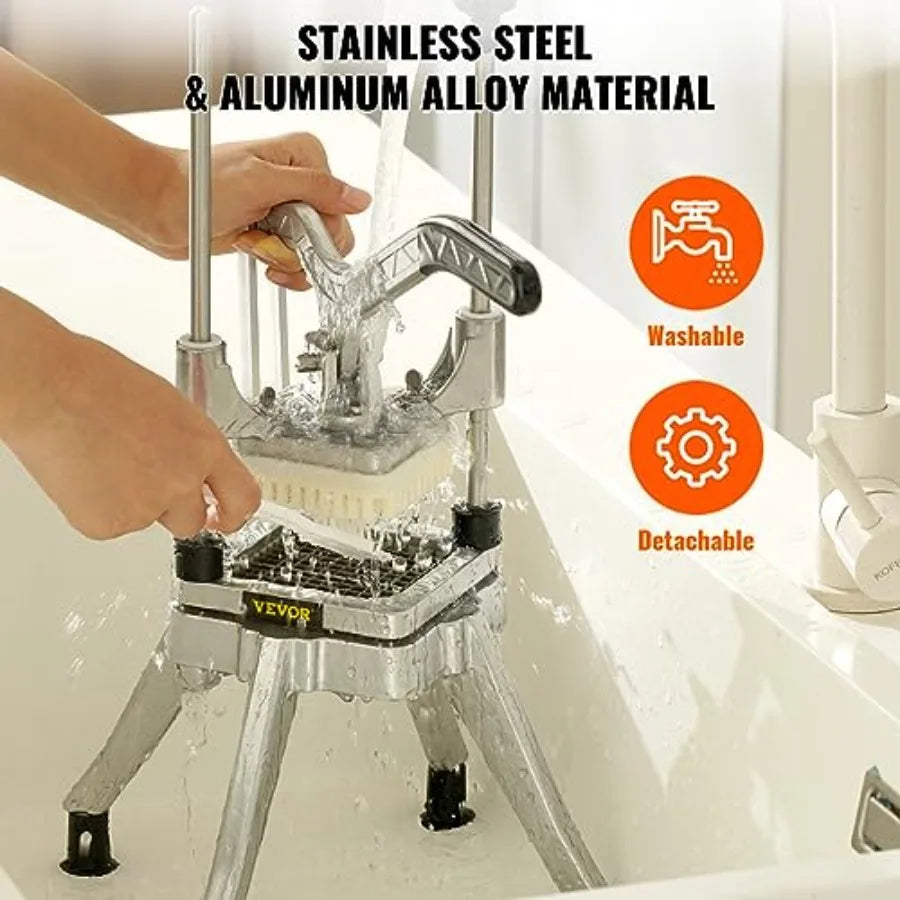 Commercial Vegetable Chopper w/ 4 Replacement Blades Stainless Steel French Fry Cutter Potato Dicer