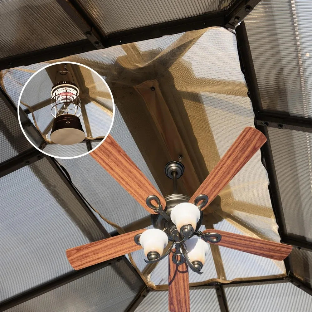 10’x12’ Hardtop Gazebo, Double Roof Patio Pergola with Polycarbonate Panels, Aluminum Frame