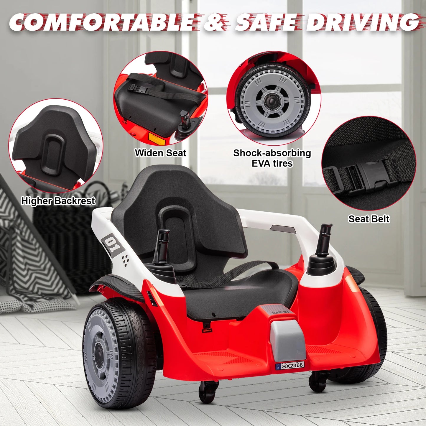 24V Bumper Cars for Big Kids, 2*100W Electric Ride on Toys with Remote, 360° Spin, EVA Wheels