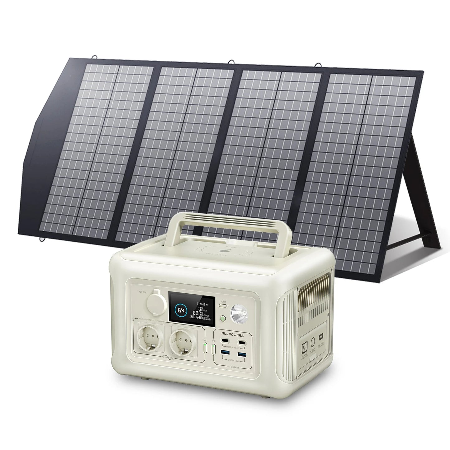 ALLPOWERS Solar Panel kit 100W 140W 200W Portable Charger w/Portable Power Station 600W LiFePO4