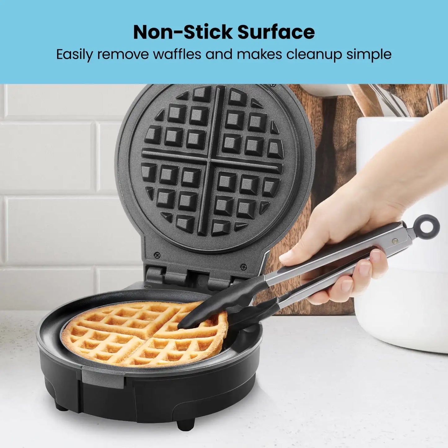 Anti Overflo Waffle Maker  Non Stick Black
