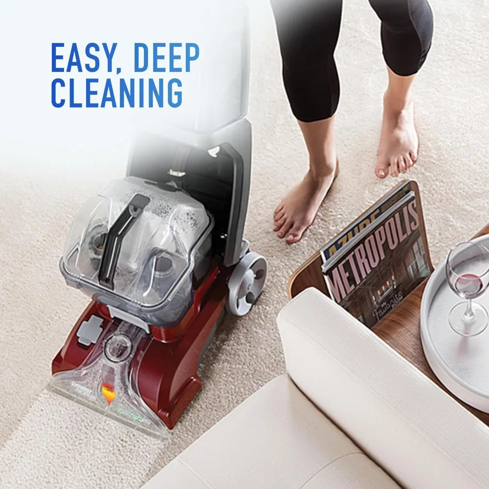 PowerScrub Deluxe Carpet Cleaner Machine, Dual Tank Technology and Dual V Nozzle Red