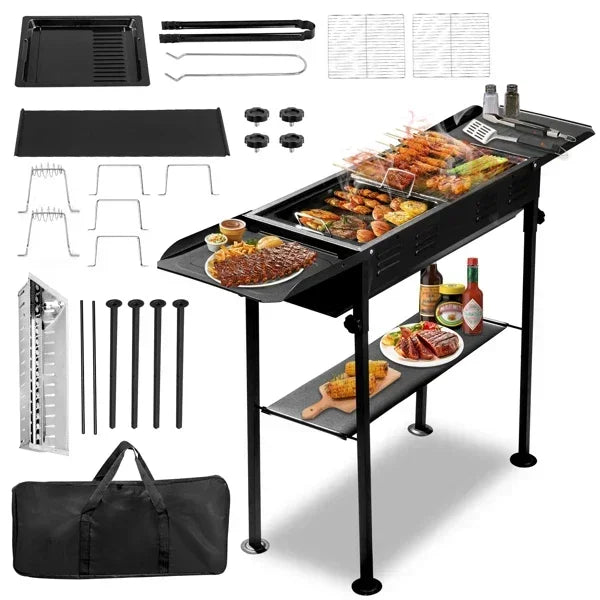 Outdoor BBQ Portable Charcoal Grill, Foldable BBQ Grill, Garden Backyard Party Picnic