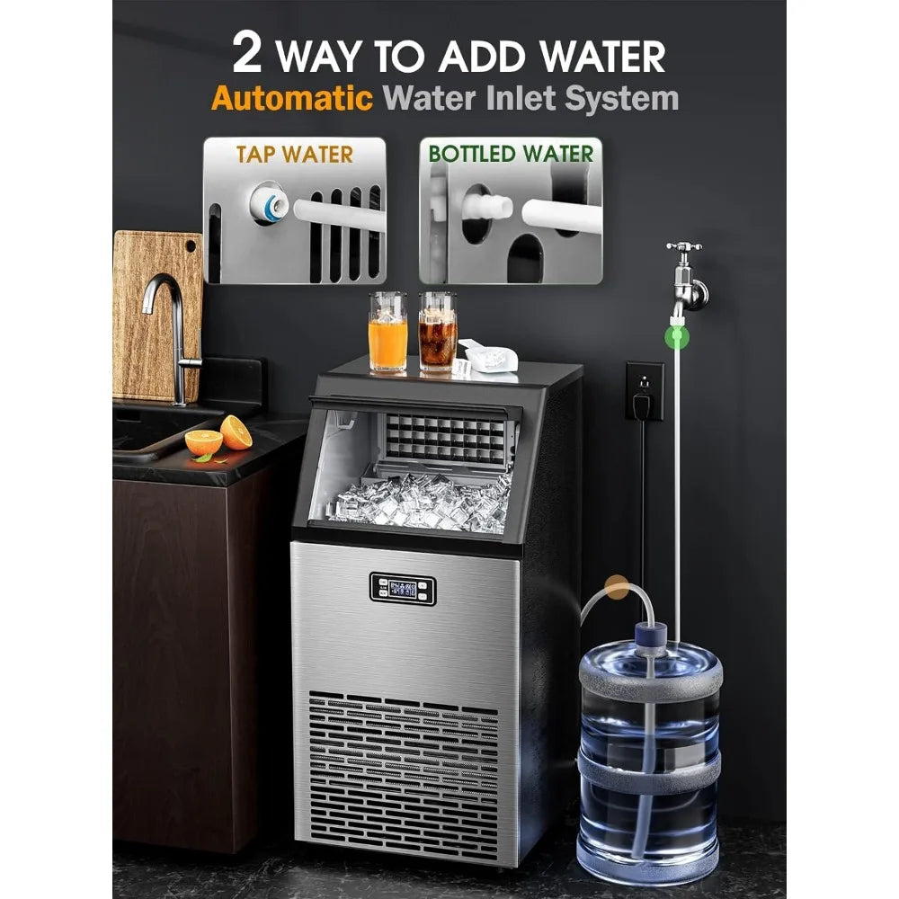 Joy Pebble V2.0 Commercial Ice Maker, 100 lbs,2-Way Add Water, Large Ice Maker Self Cleaning