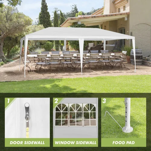 10 x 20 foot oversized activity tent with 6 flexible side panels, suitable for weddings/restaurants