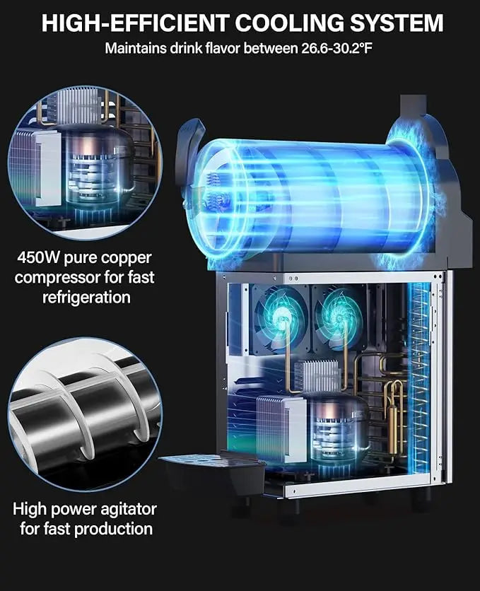 Commercial Slushy 15L/3.96 G Margarita Machine, 450W Stainless Steel Smoothie Maker, Self-Cleaning