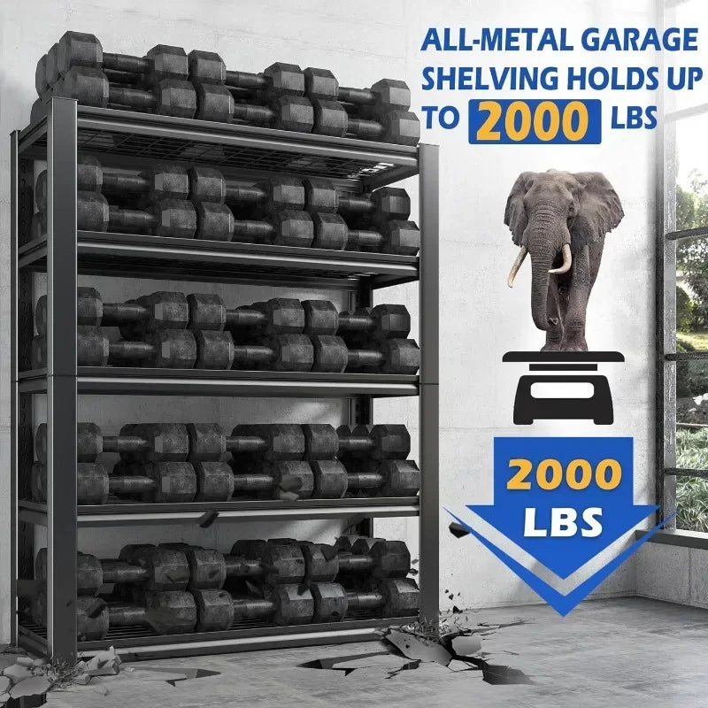 Garage Shelving, 72" Garage Storage Shelves Heavy Duty Shelving Units and Storage Loads 2000LBS