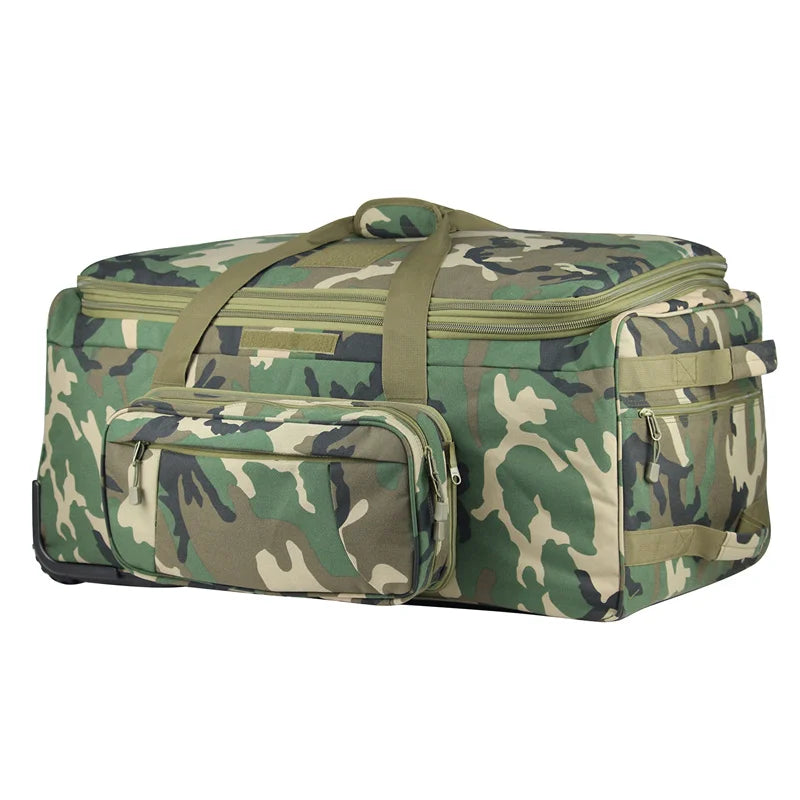 124L Large Capacity Tactical Duffel Bag Rolling Luggage for Heavy-Duty Camping Hiking Luggage