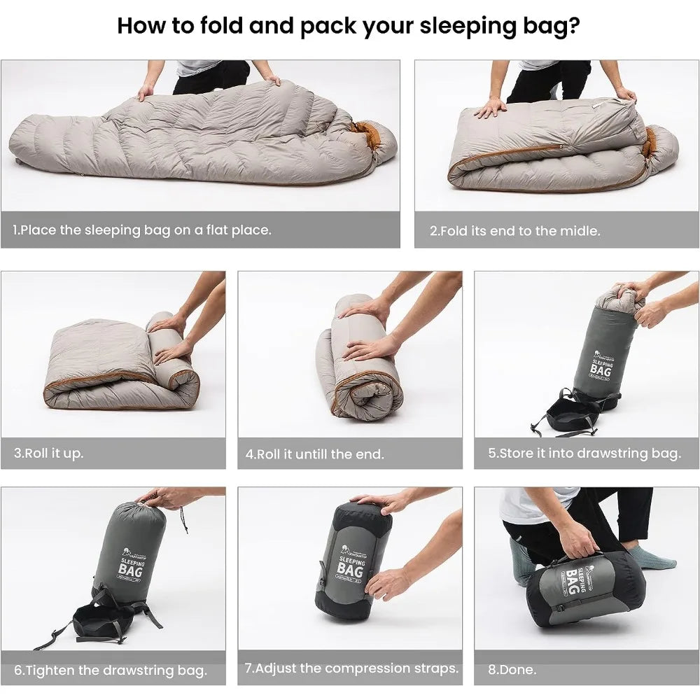 MOUNTAINTOP Down Fill Sleeping Bag Ultralight Backpacking Sleeping Bag Comfort