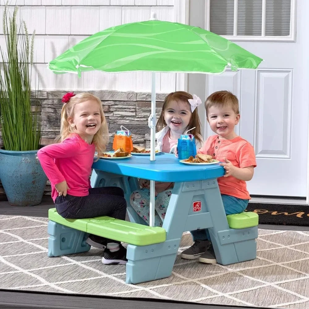 Sun & Shade Kids Picnic Table with Removable Umbrella Kids Picnic Table Seats Four