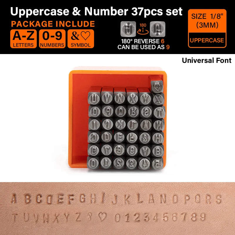 WUTA 27/36Pcs Alphabet Stamp Set Number & Letter Stamping Punch Kit Steel Die Embossing LOGO 3mm