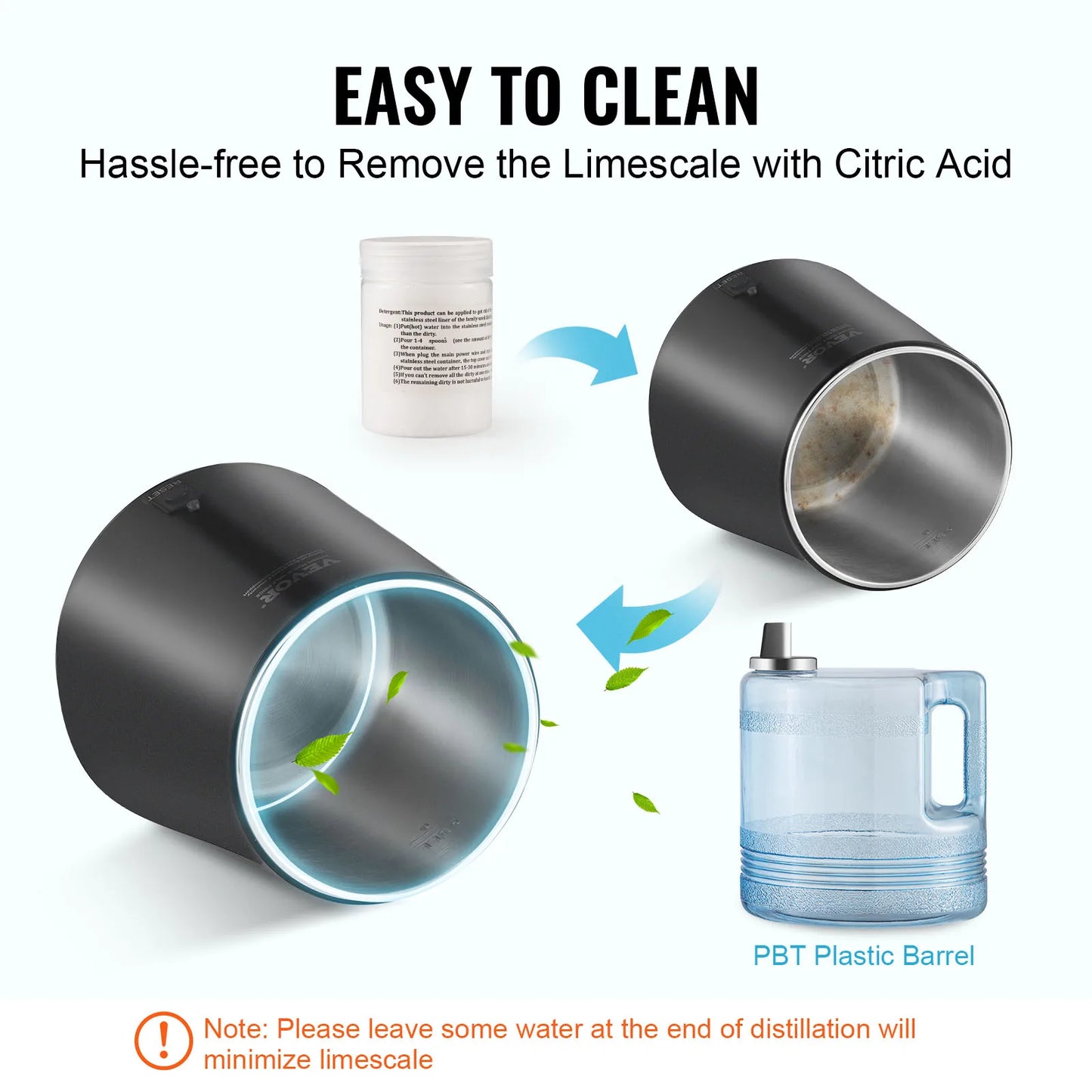 SucceBuy Water Distiller 4L 1.05 Gallon Pure Water Purifier Filter Countertop 750W Distilled Water