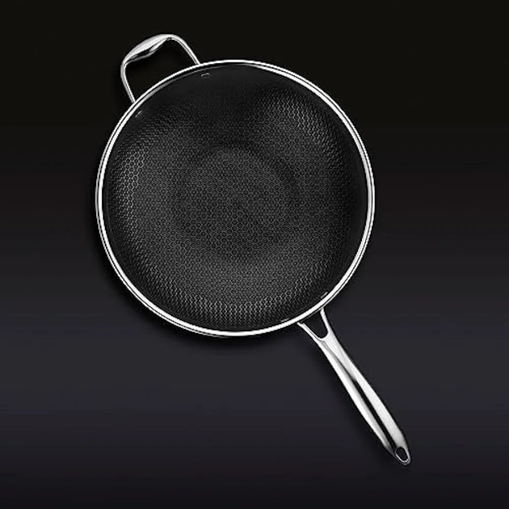 12 Inch Hybrid Nonstick Wok, Dishwasher and Oven Friendly, Compatible with All Cooktops