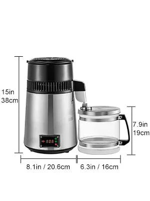 VEVOR Silver Water Distiller Machine 750W Adjustable Temperature Water Distiller 4L