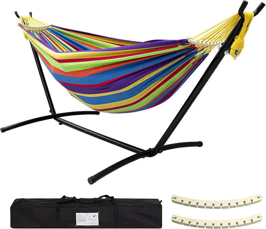 Double Hammock with Stand Included 450lb Capacity Steel Stand, Premium Carry Bag Included