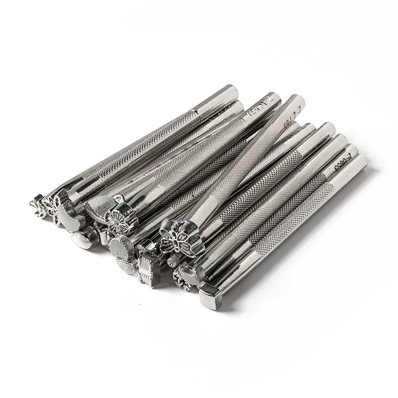 WUTA Leather Stamping Tools Skin Stamps Kit Carving 20Pcs Patterns Craft Embossing Punch Set