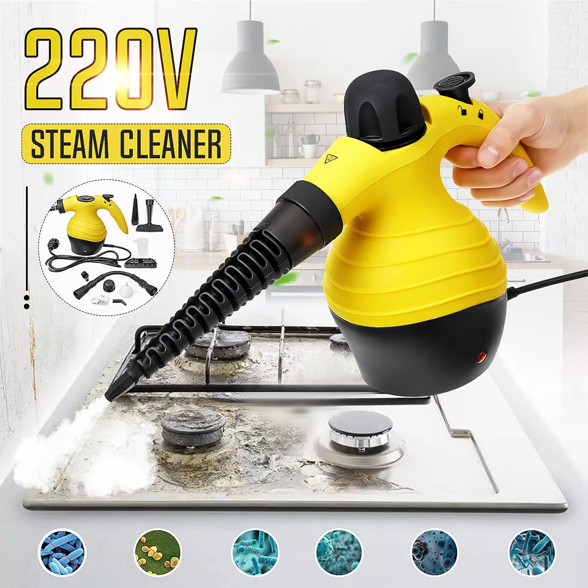 1050W High Pressure Electric Steam Cleaner Household Portable Steam Cleaner Kitchen Toilet