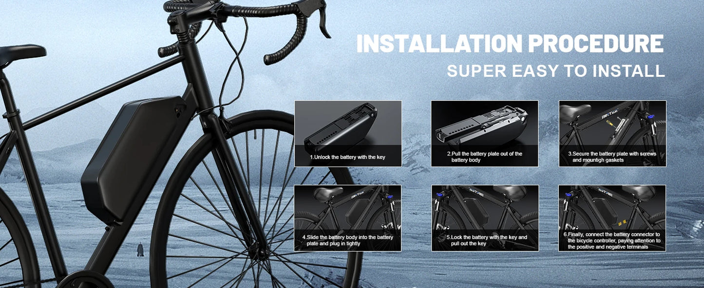 52V 20Ah Hailong EBike Battery w/40A BMS SamSung 21700 50G Cells Lithium Electric Bicycle