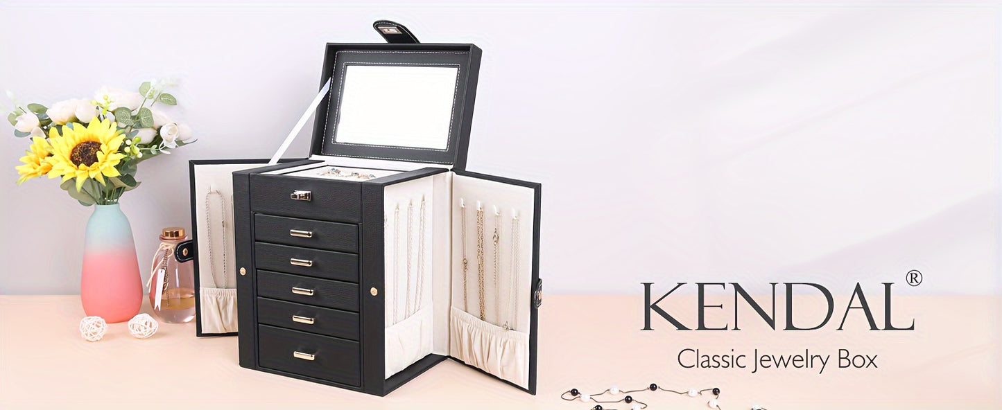 Jewelry Box, 6-Layer Jewelry Storage Organizer For Necklace Bracelet Rings Watch, 10.2"x8.2"x6"