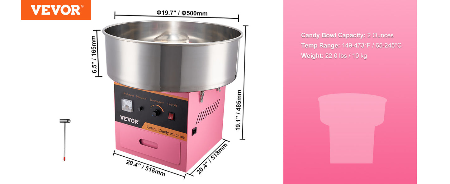 VEVOR Electric Cotton Candy Machine Commercial Floss Maker with Stainless Steel Bowl Sugar Scoop - My Store