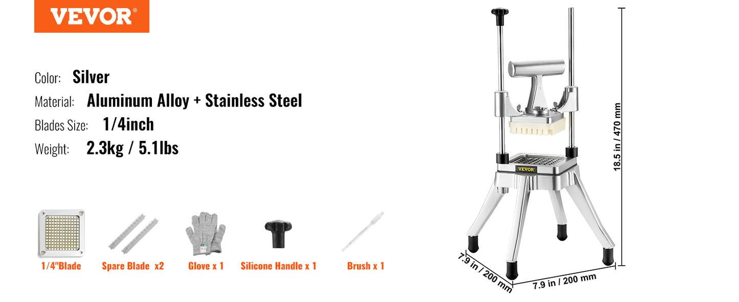 VEVOR 3/8,1/4 Inch Manual Fruit Vegetable Dicer Cutter Commercial Food Cutter Stainless Steel Slicer