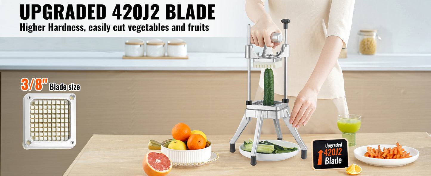 VEVOR 3/8,1/4 Inch Manual Fruit Vegetable Dicer Cutter Commercial Food Cutter Stainless Steel Slicer