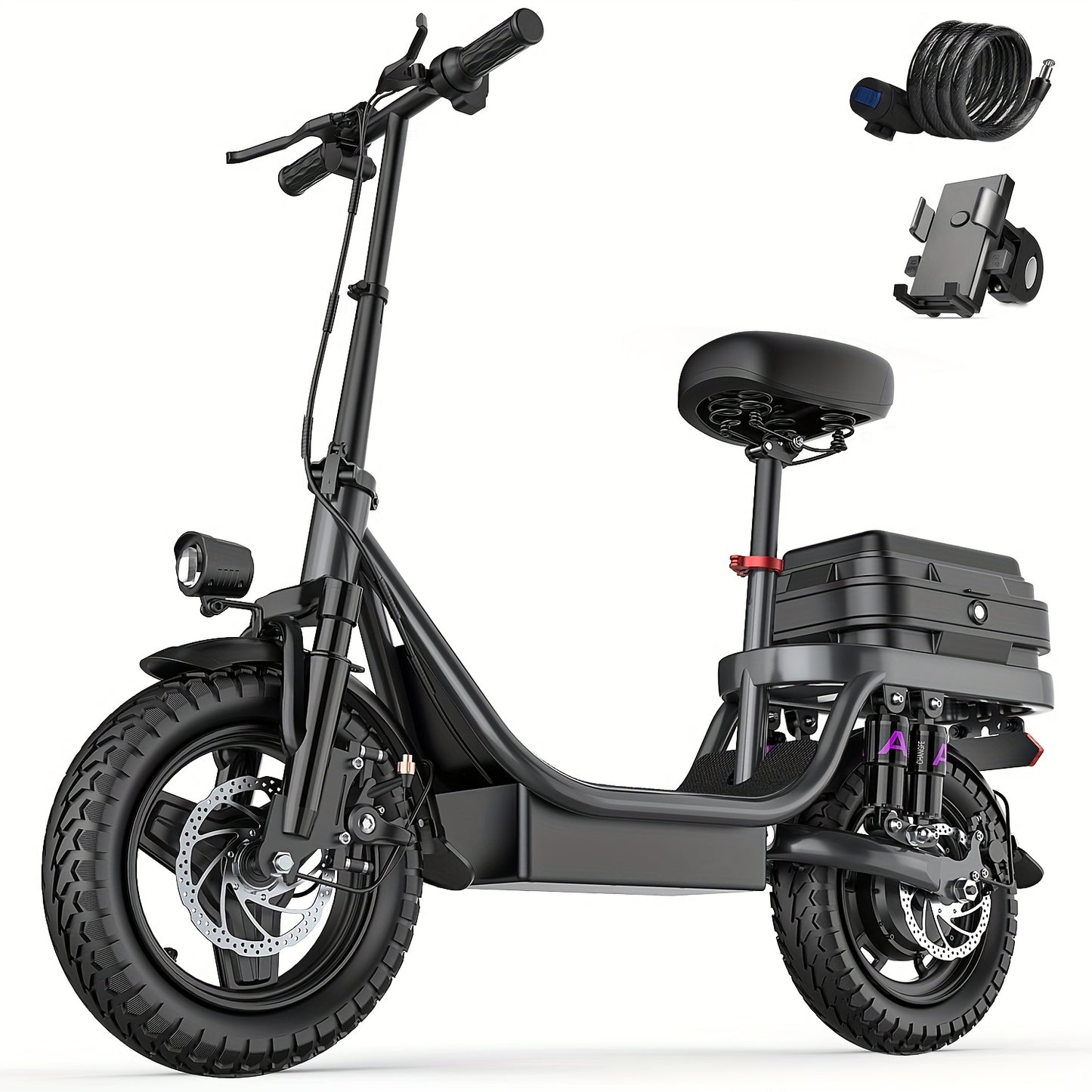 Electric Scooter with Seat for Adult, Max 20-40miles Range, 20mph Power By 740W Peak Motor